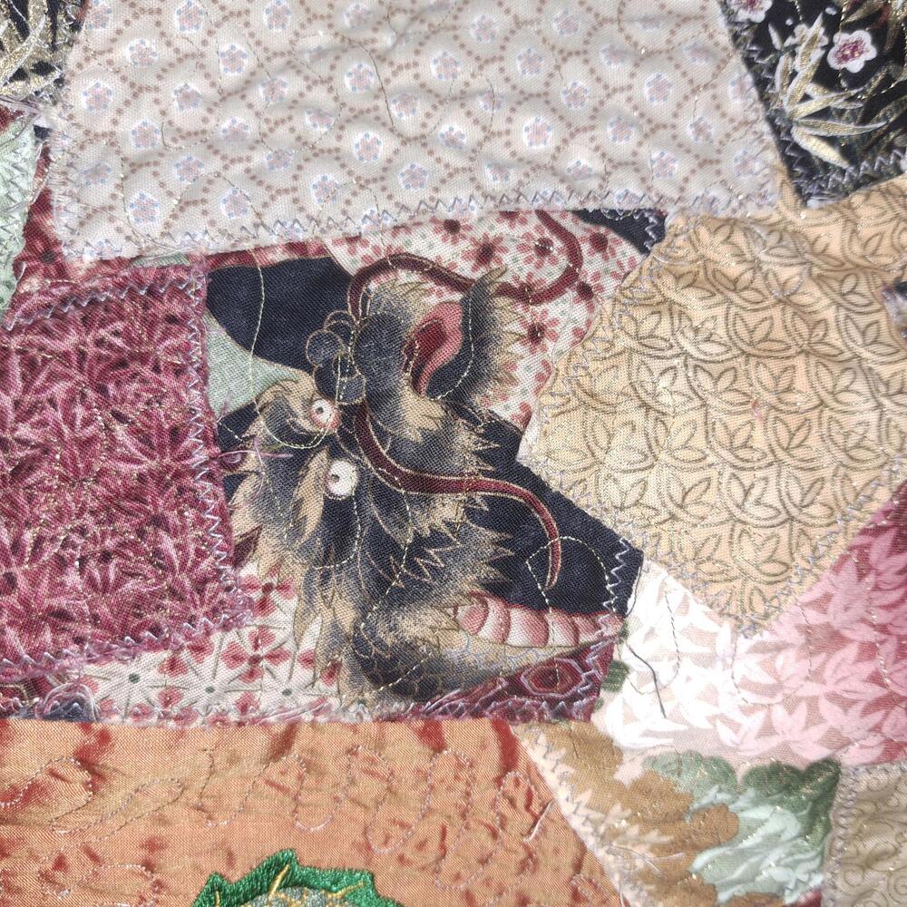 Patchwork Quilted Jacket With Embroidered Dragon … - image 7